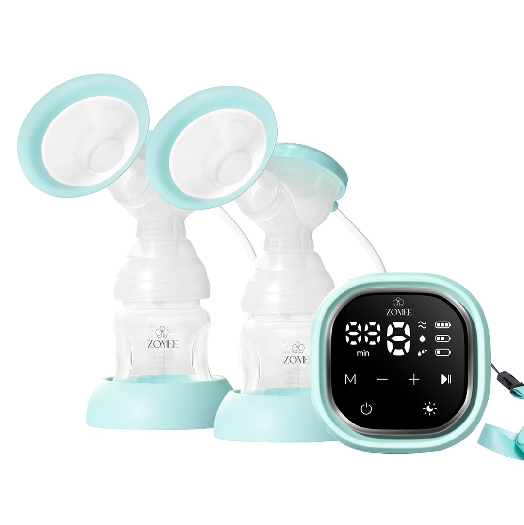 Zomee Z2 wearable breast pump in action for hands-free pumping during daily tasks.