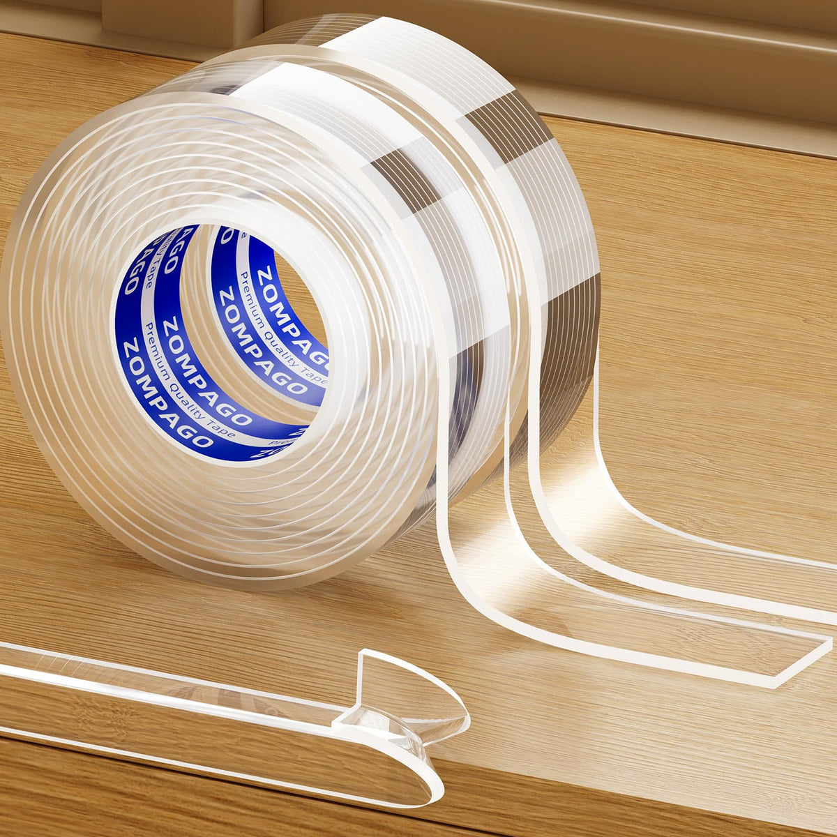 ZOMPAGO clear corner protectors on furniture strip provide soft cushioning for corners.