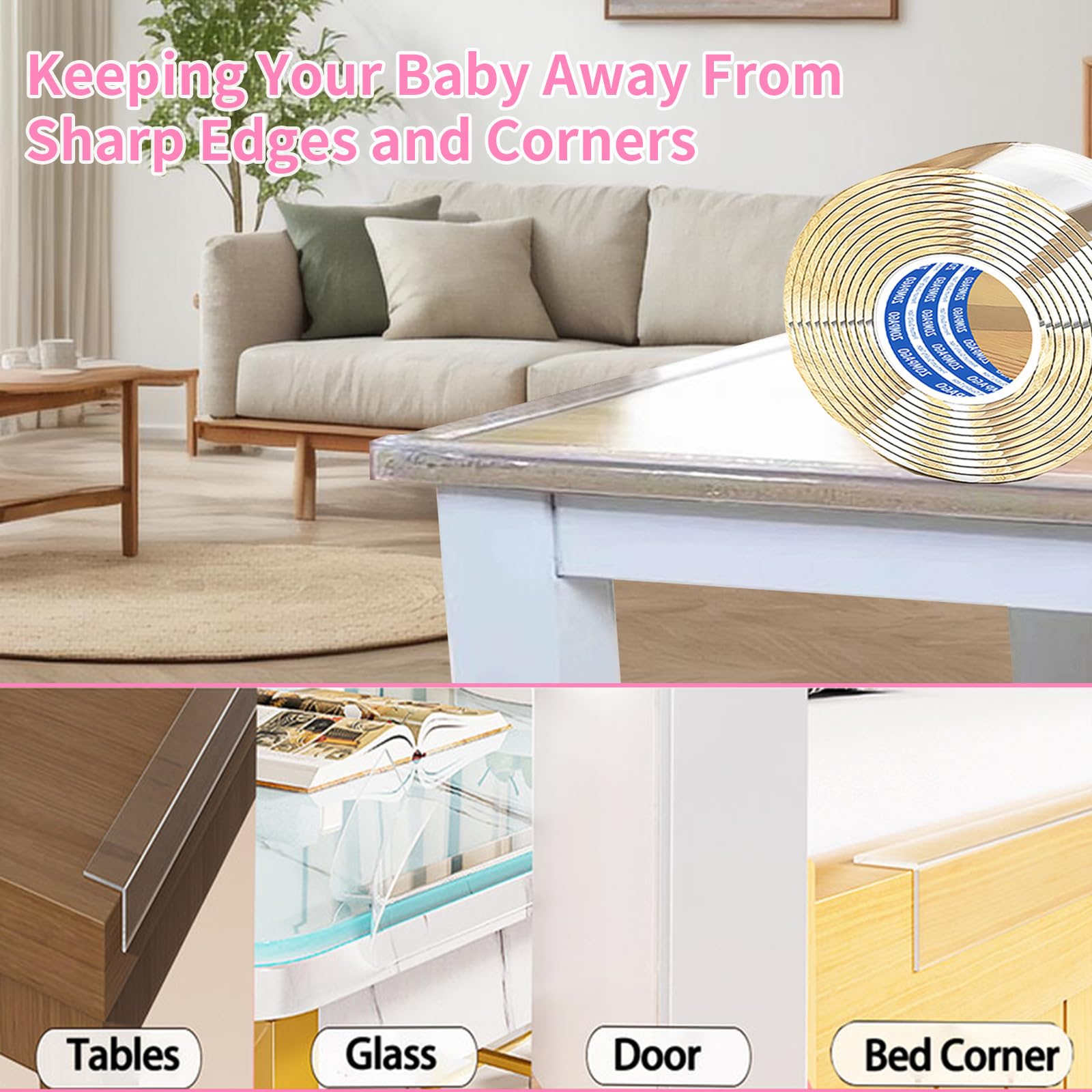 ZOMPAGO clear corner protectors safeguarding wall and edge