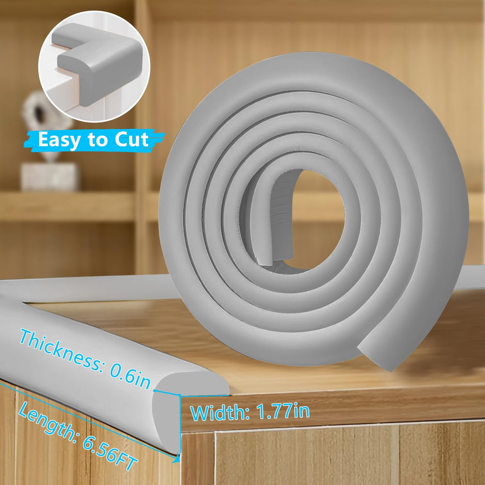 ZOMPAGO corner guards in grey protect sharp playroom corners.