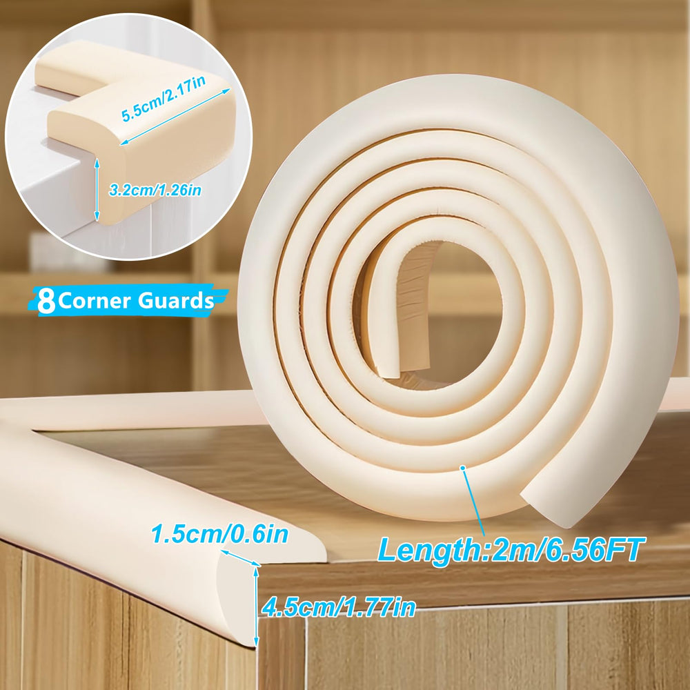 ZOMPAGO L-shaped corner guards installed on a table edge.