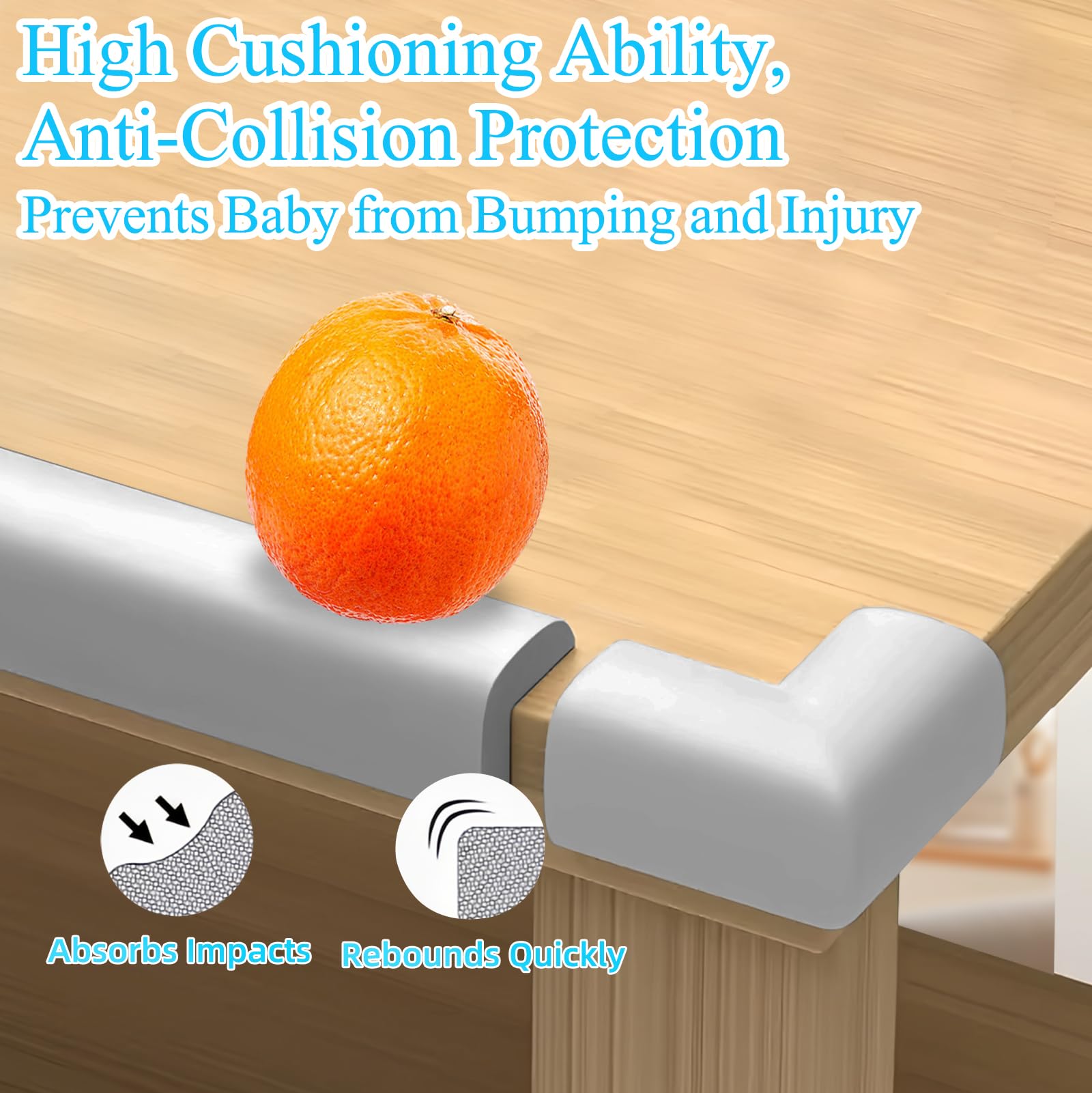ZOMPAGO self-adhesive corner strip sticks securely to tables and cabinets.