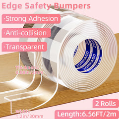 ZOMPAGO soft edge protector on a furniture edge with strong adhesive.
