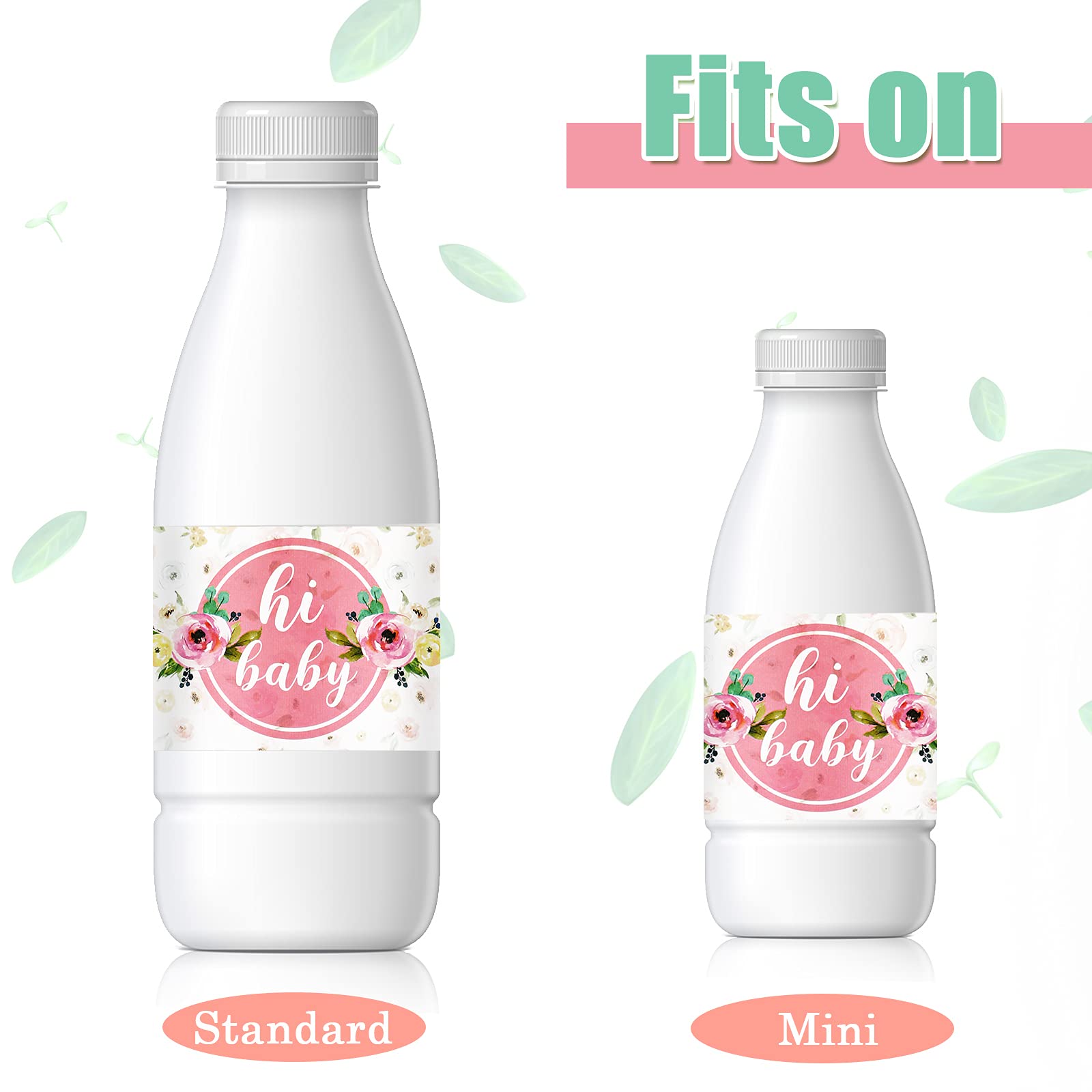 Zonon pink floral table decor label on water bottle, ideal for garden baby shower.