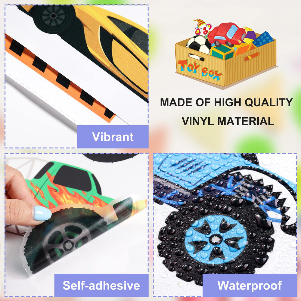 Zonon transportation stickers featuring race cars for imaginative play
