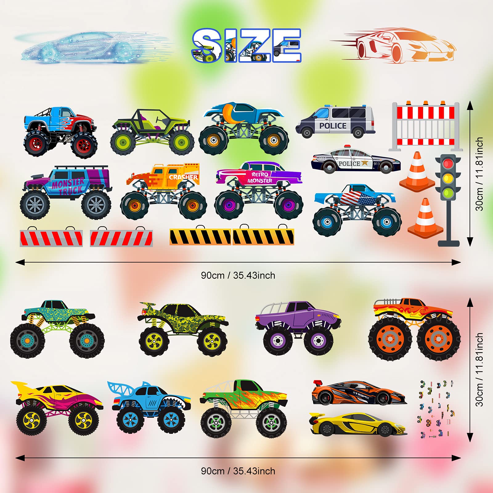 Zonon truck wall decal sheet second set for versatile decorating