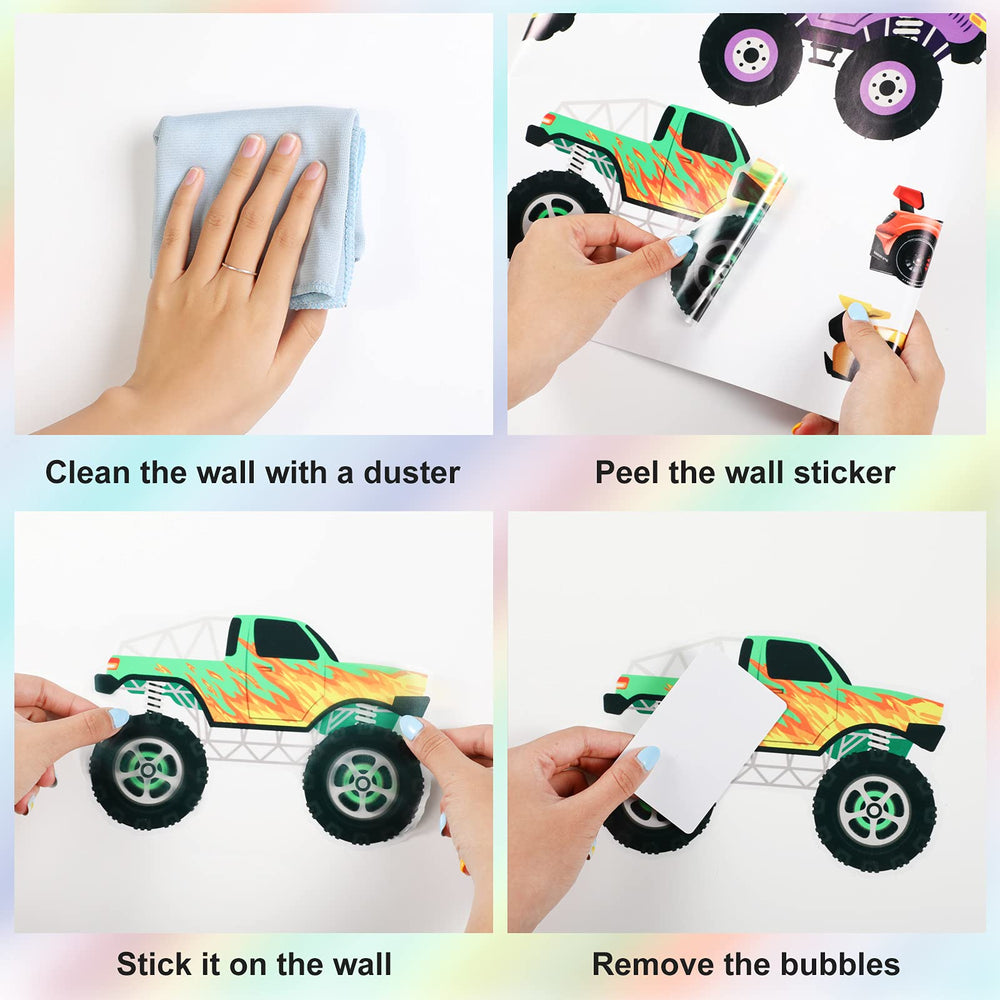 Zonon vinyl wall decals showing durable truck designs on a smooth surface