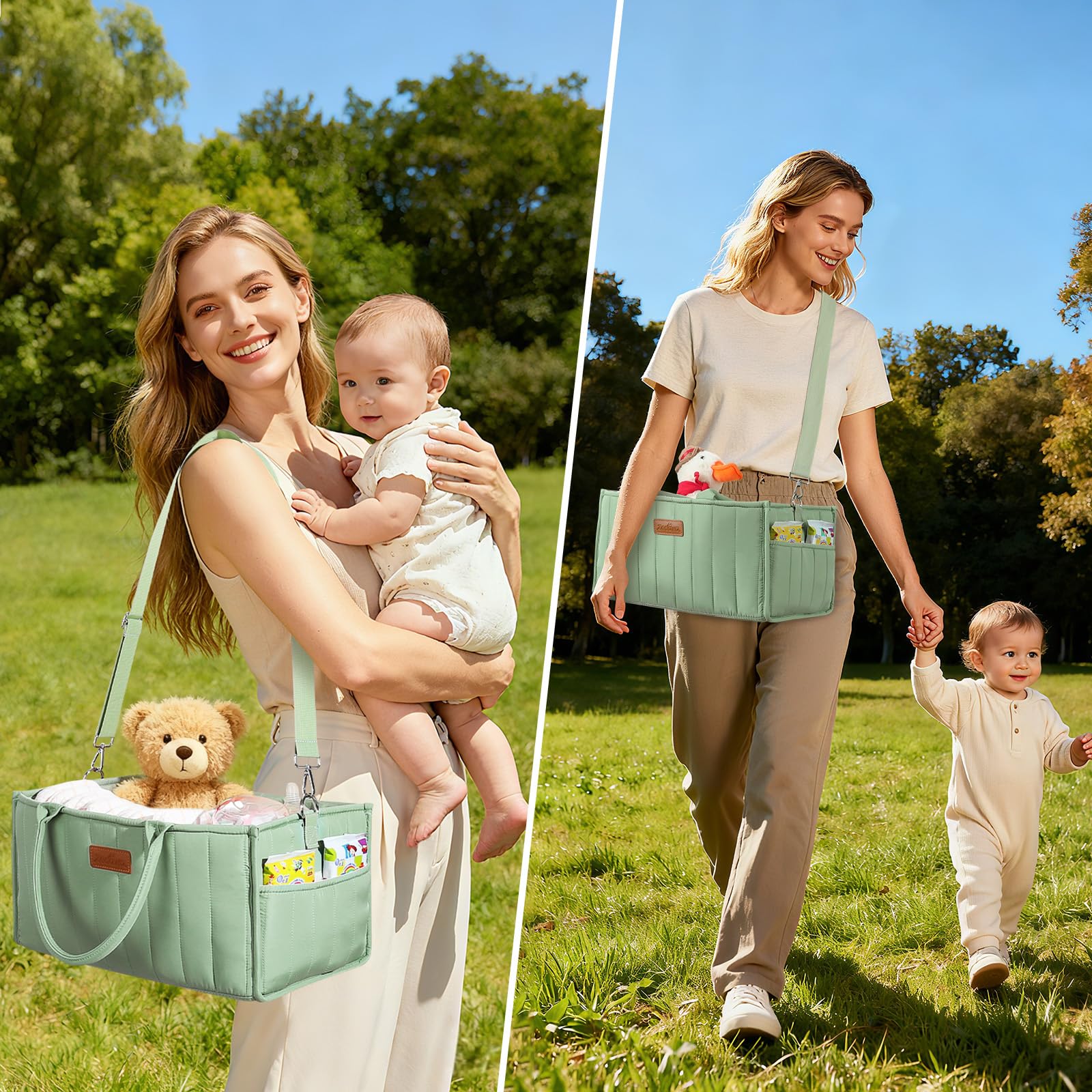 Zooawa nursery storage basket with a soft handle for easy carrying