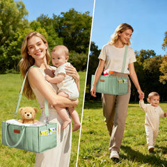 Zooawa nursery storage basket with a soft handle for easy carrying