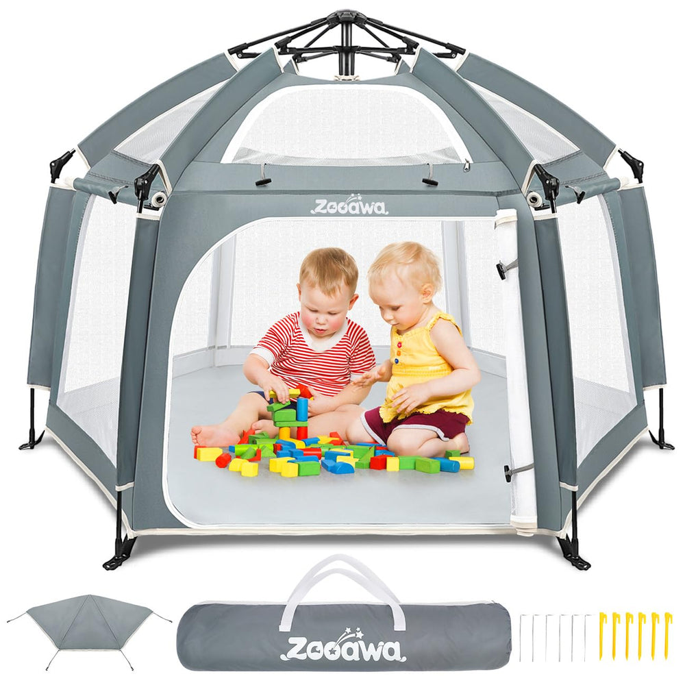 Zooawa Pop Up Playpen demonstrates quick assembly for busy families.