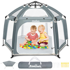 Zooawa Pop Up Playpen demonstrates quick assembly for busy families.