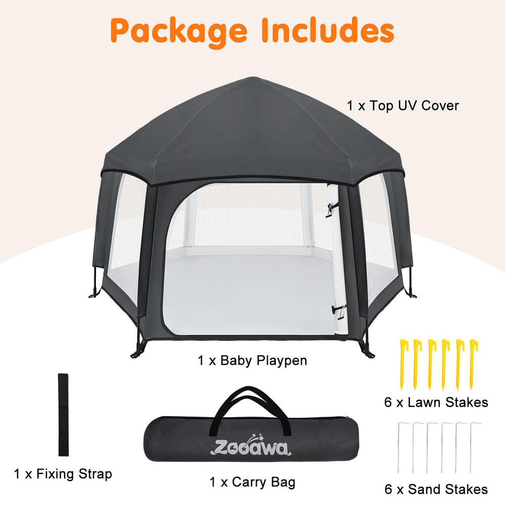 Zooawa folded compact form of the pop up playpen for storage