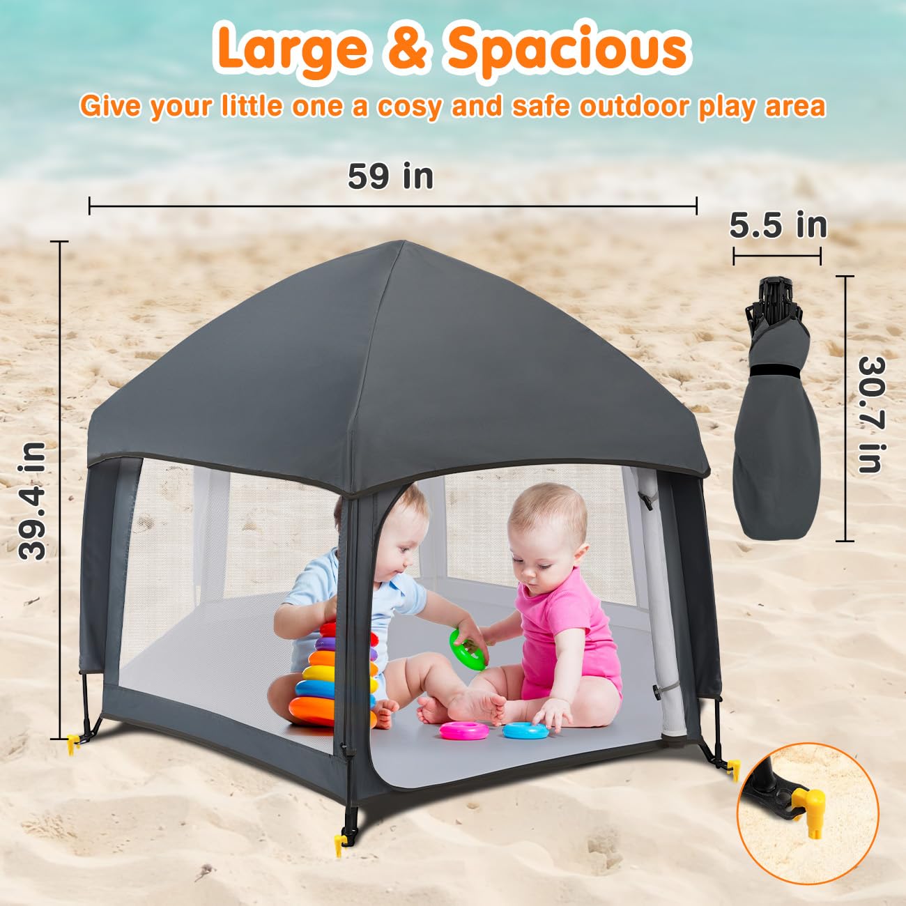 Zooawa playpen safety lock ensures secure setup for peace of mind