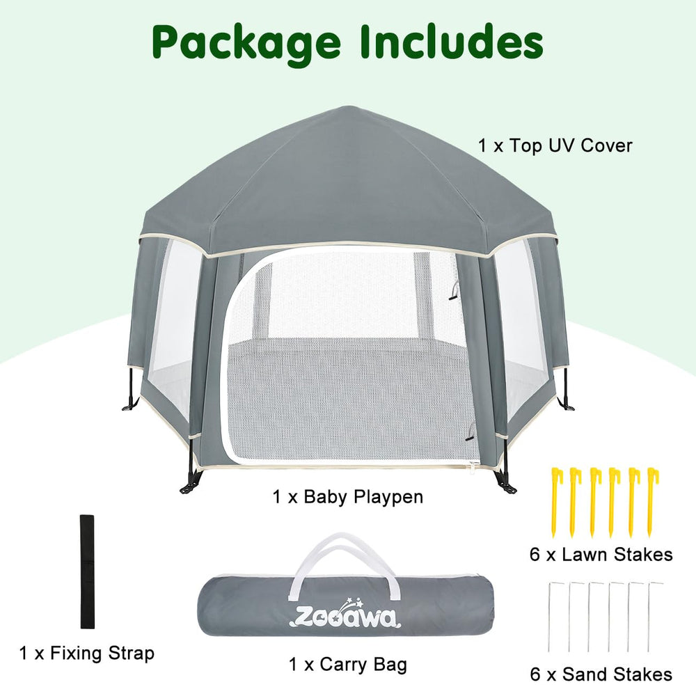 Zooawa Pop Up Playpen travel-friendly design fits in small spaces.