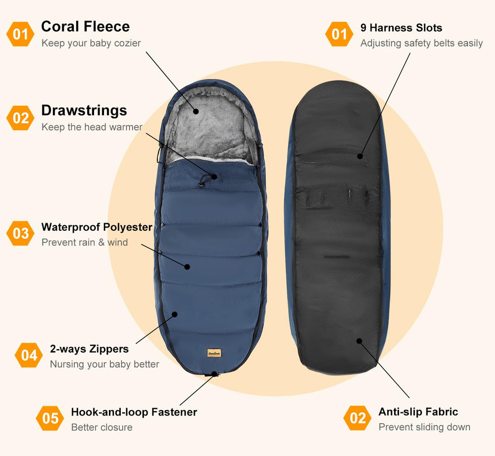 Zooawa bunting bag folds with stroller for quick transitions