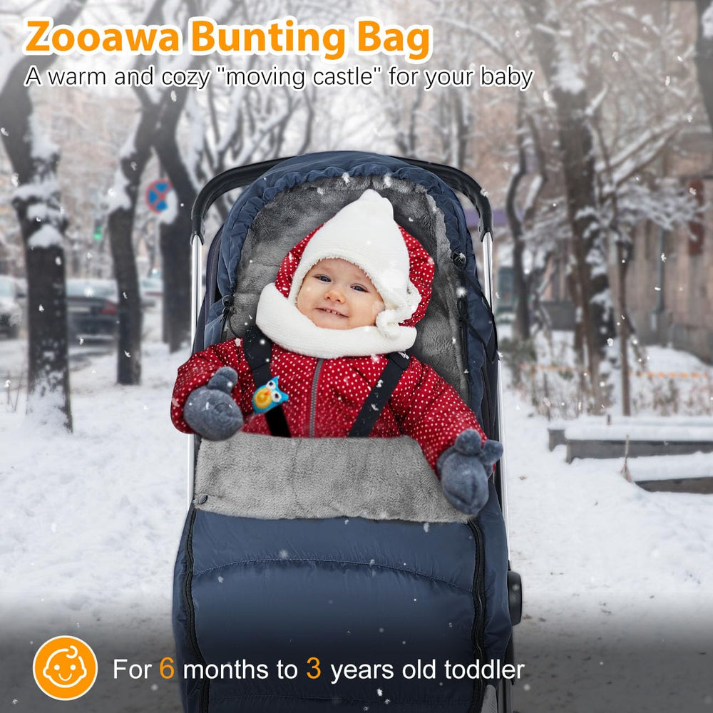 Zooawa universal stroller footmuff with 9 harness slots for growing child