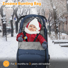 Zooawa universal stroller footmuff with 9 harness slots for growing child