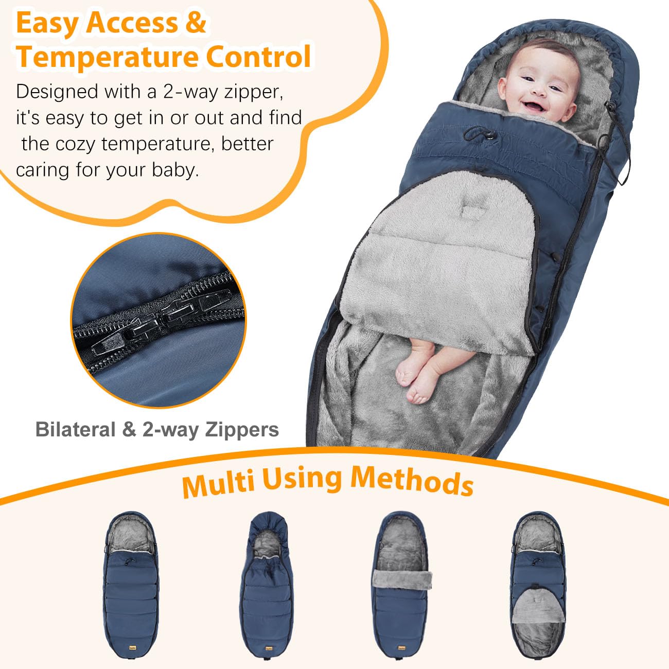 Zooawa practical zip design enables easy diaper changes without removal