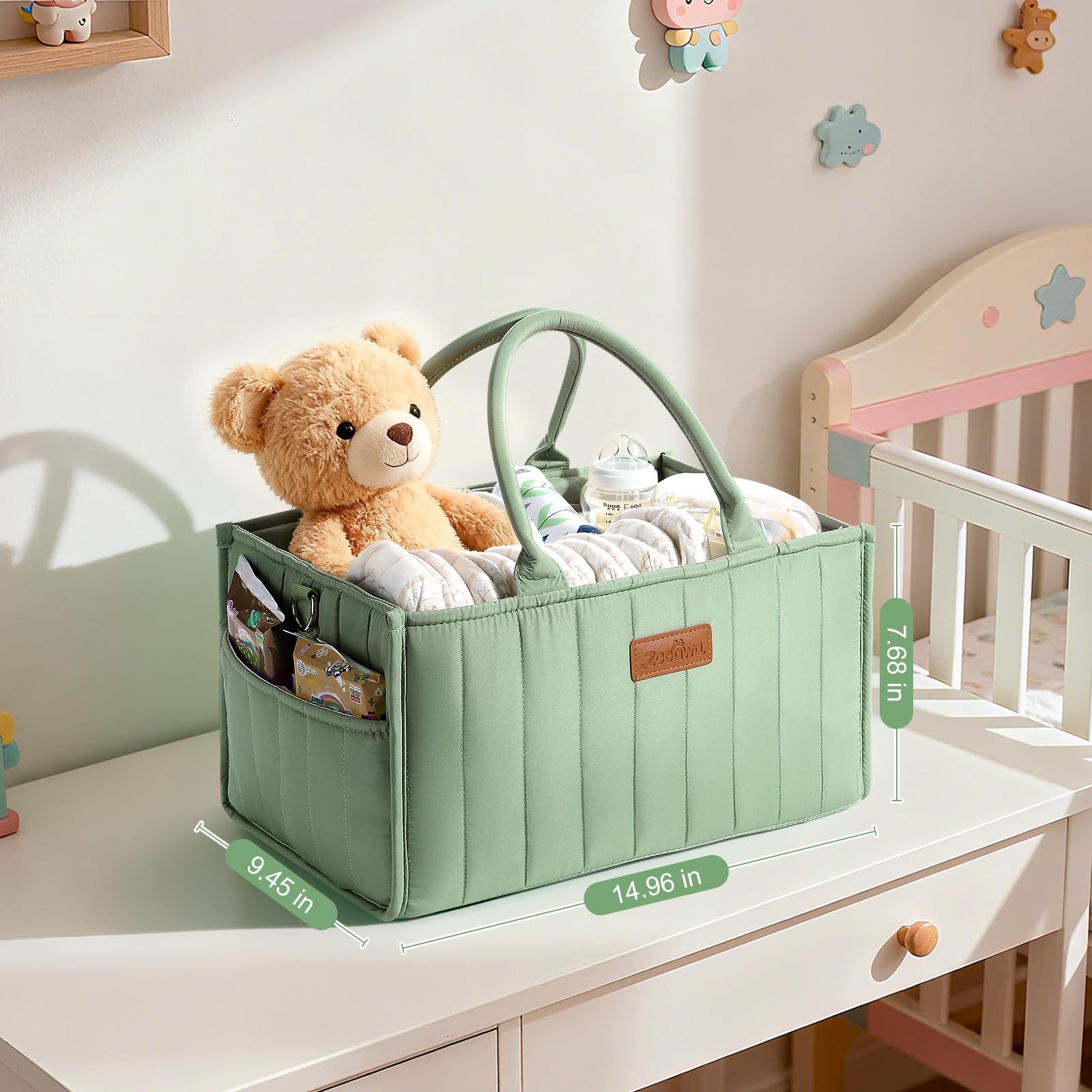 Zooawa waterproof nylon fabric caddy supports tidy nursery storage anywhere