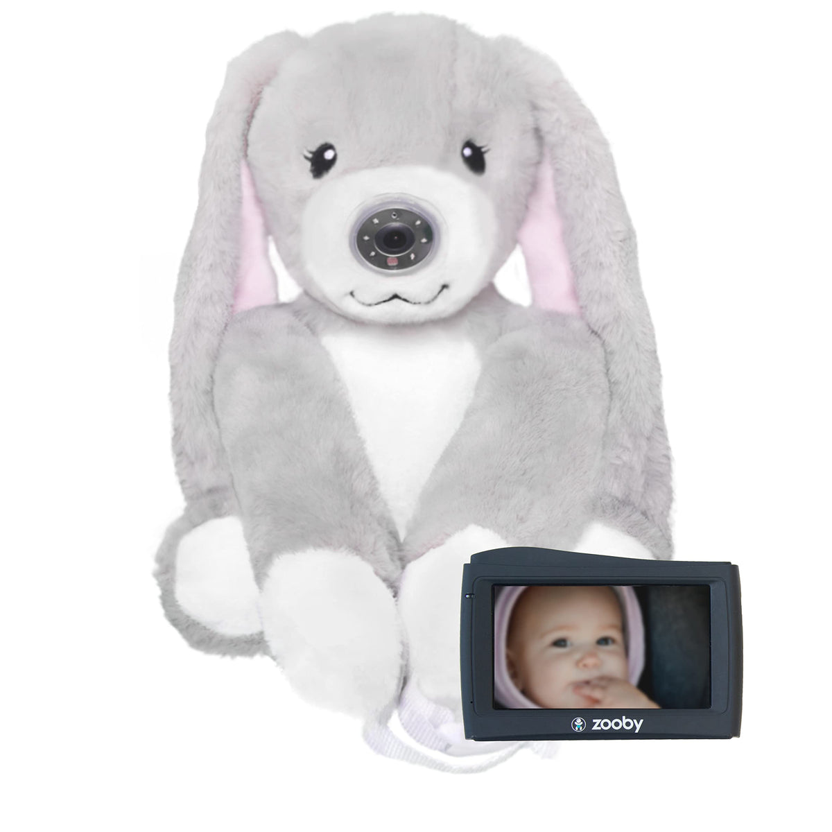 Zooby Bailey Bunny car monitor on the dashboard provides a soothing companion during rides