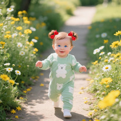ZOONAI red bow clip on a toddler's hair for everyday outfits