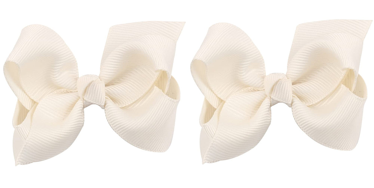 ZOONAI ivory baby bows clip set on a newborn hairstyle, secure and stylish