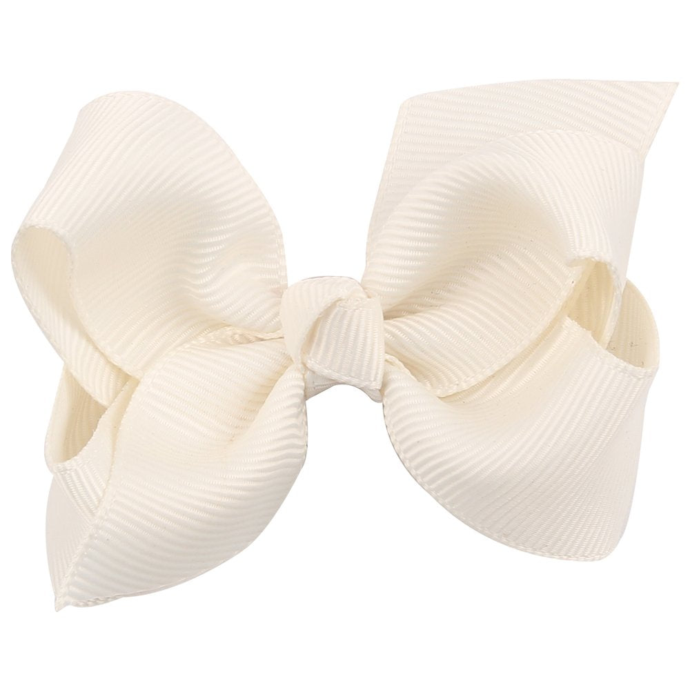 ZOONAI ivory bows clip set on toddler hair, versatile for daily wear