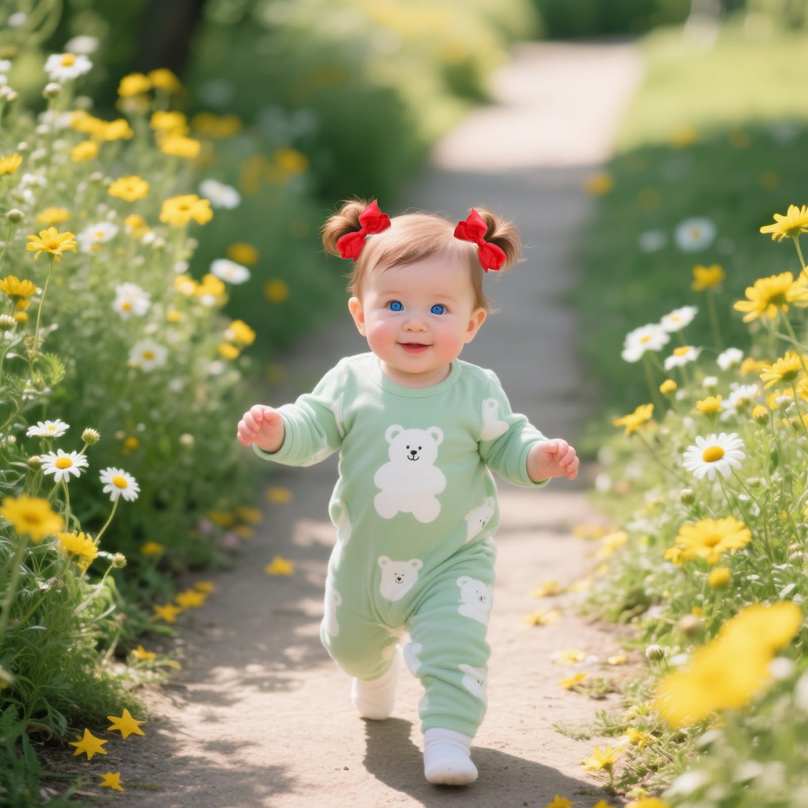 ZOONAI pink bowknot clip close-up for delicate baby hair