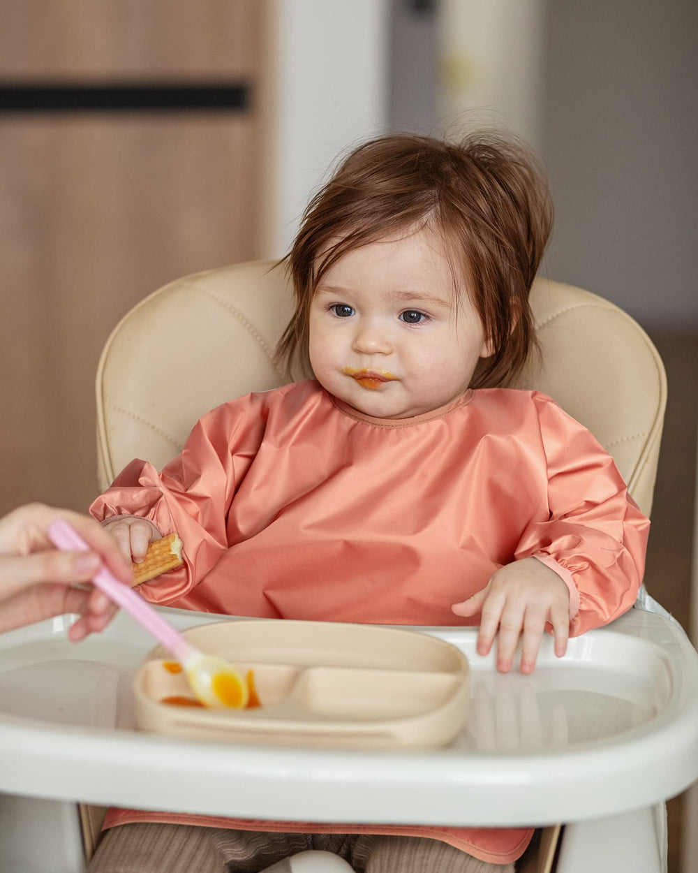 Zoosa bib closeup highlights soft material and gentle-on-skin comfort