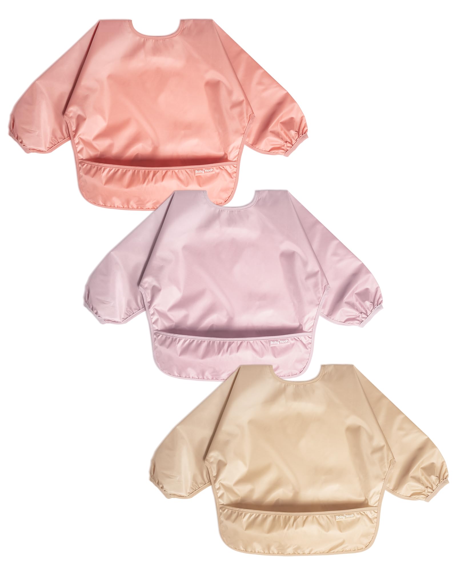 Zoosa baby long sleeve waterproof bib main view showing full coverage for mess-free meals