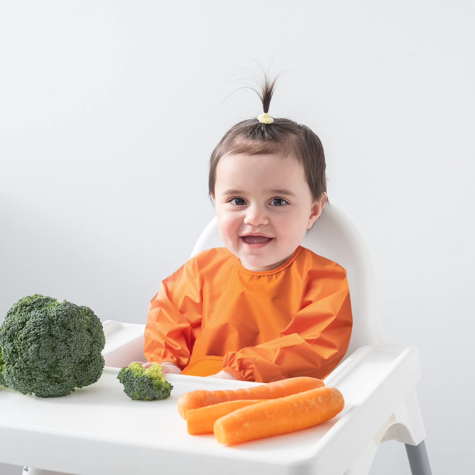 Zoosa baby long sleeve waterproof bib pack showing three solid colors