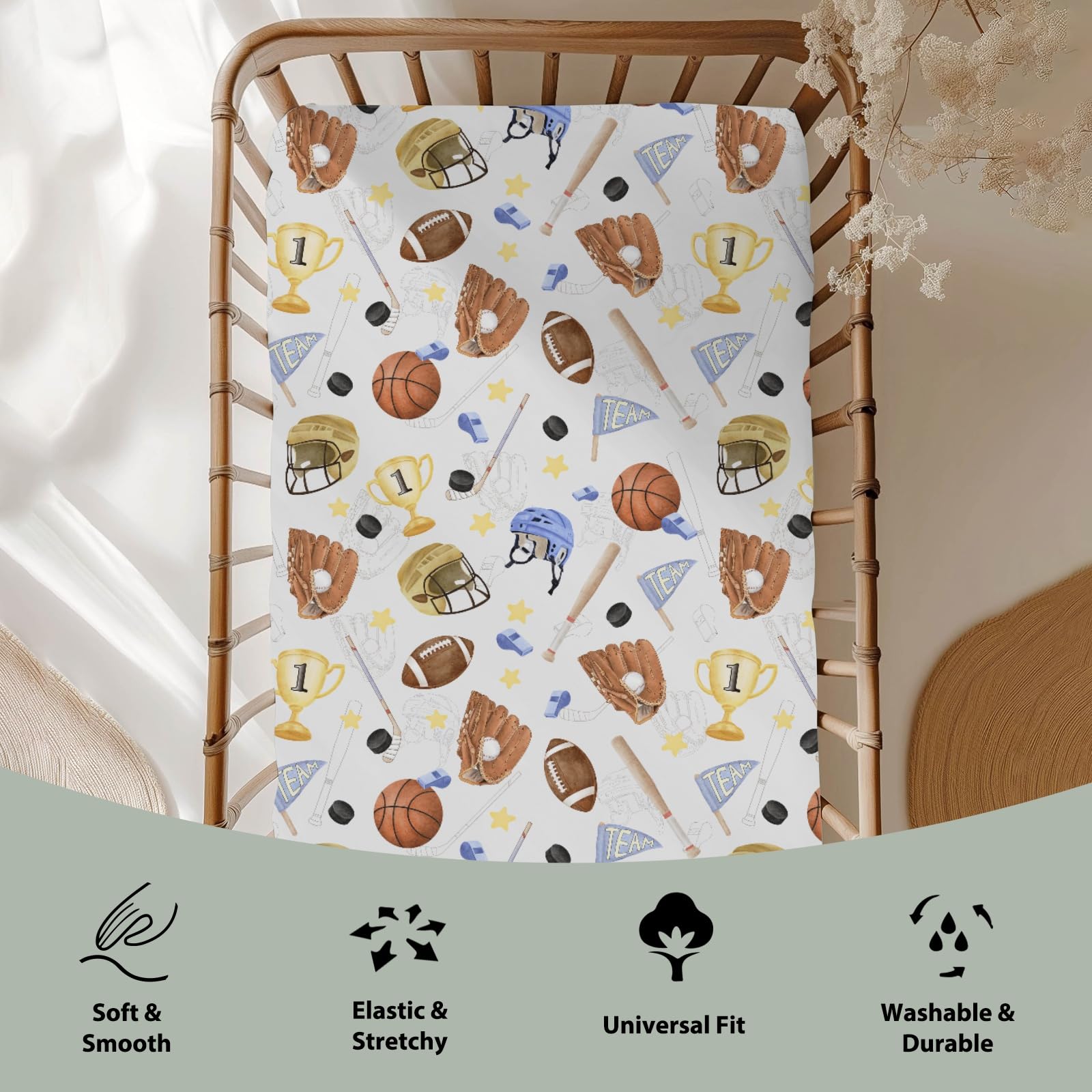 ZoUbqchY crib sheet in soft silky polyester fabric for gentle sleep