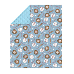 ZoUbqchY blue baseball baby blanket back dotted fabric adds gentle texture.