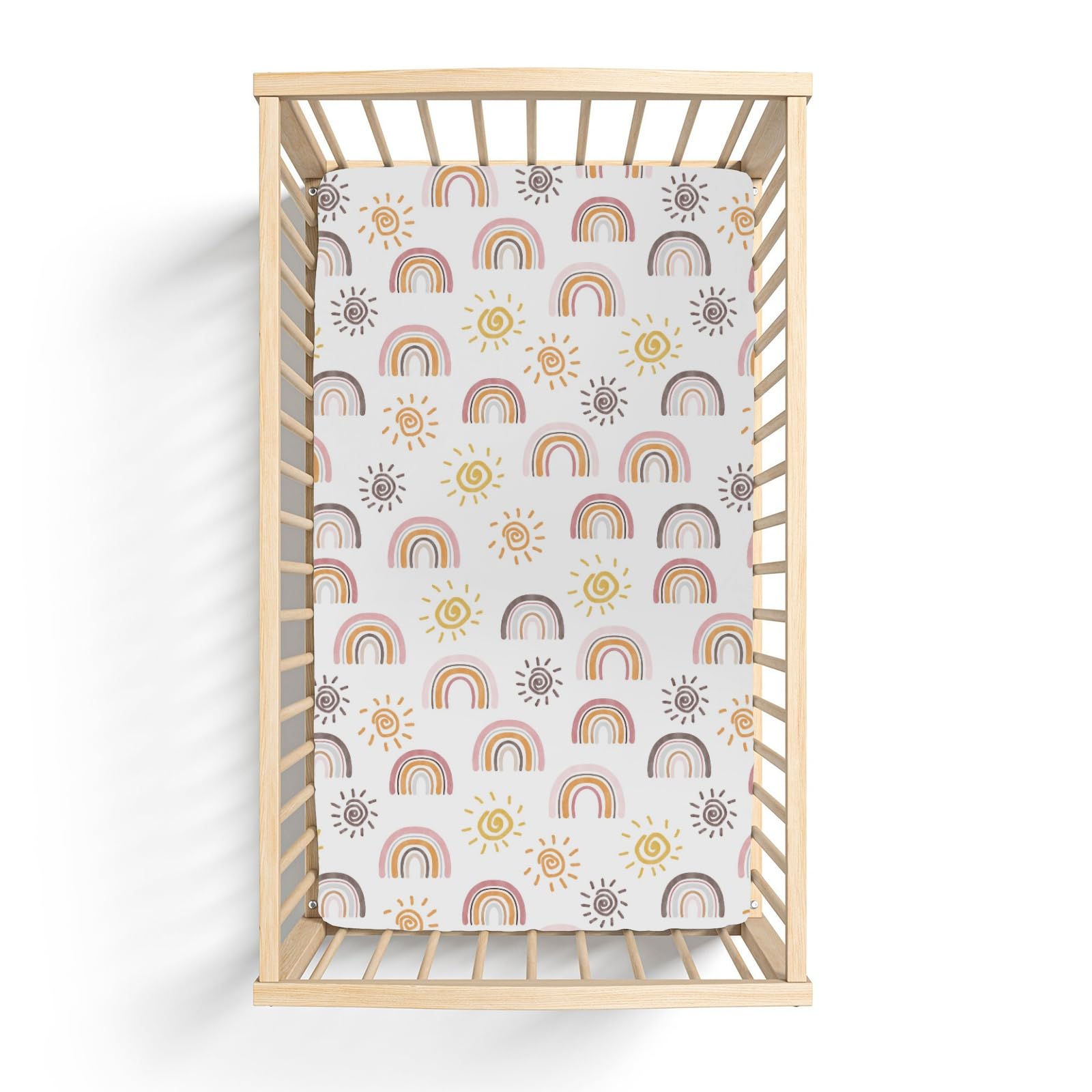 ZoUbqchY Gift-ready Rainbow Sun crib sheet packaging for baby showers