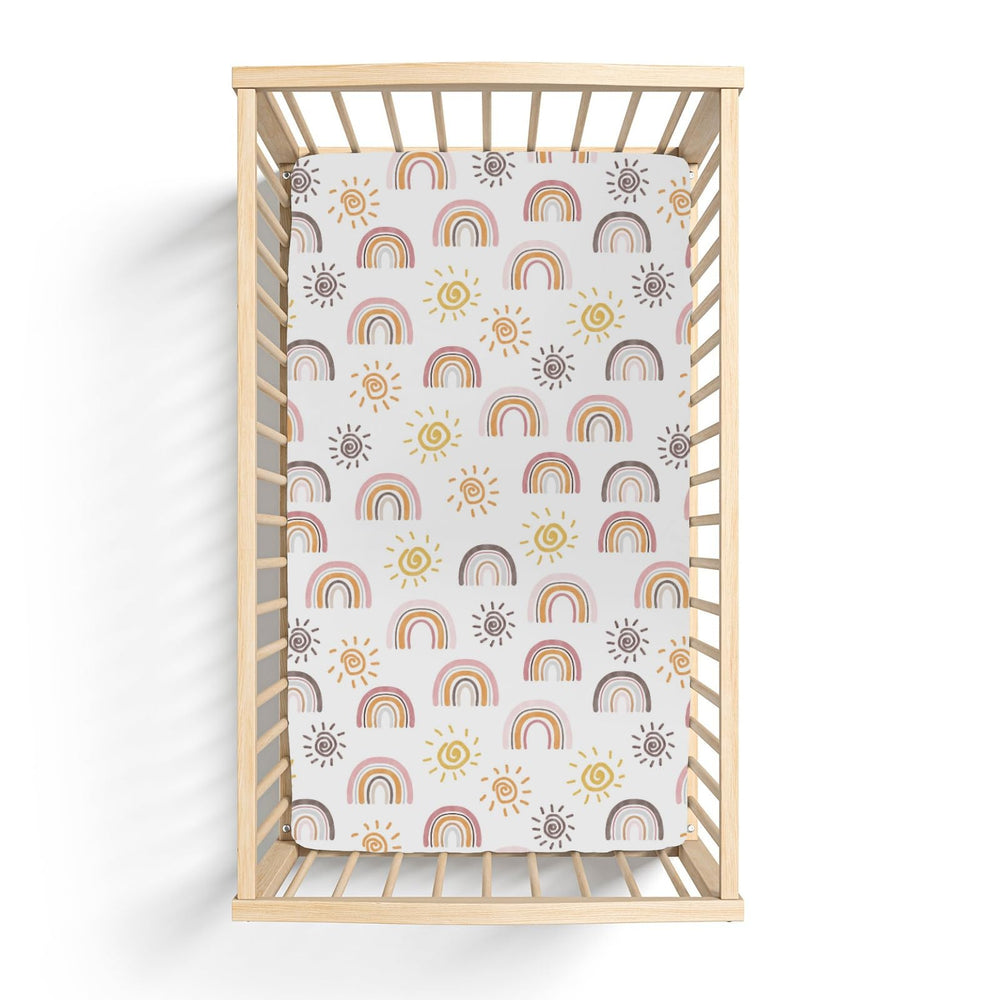 ZoUbqchY Gift-ready Rainbow Sun crib sheet packaging for baby showers