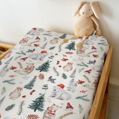 zooubqchy changing pad cover Christmas trees pattern, adds whimsy and color to nursery.