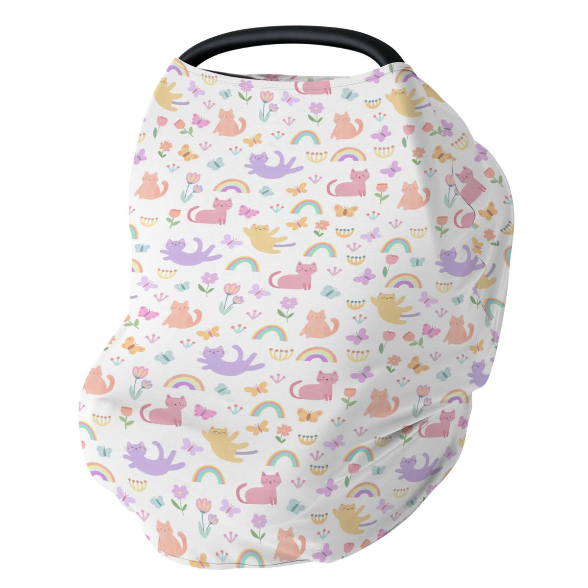 ZoUbqchY colorful cats rainbow flowers car seat cover provides privacy and sun protection.