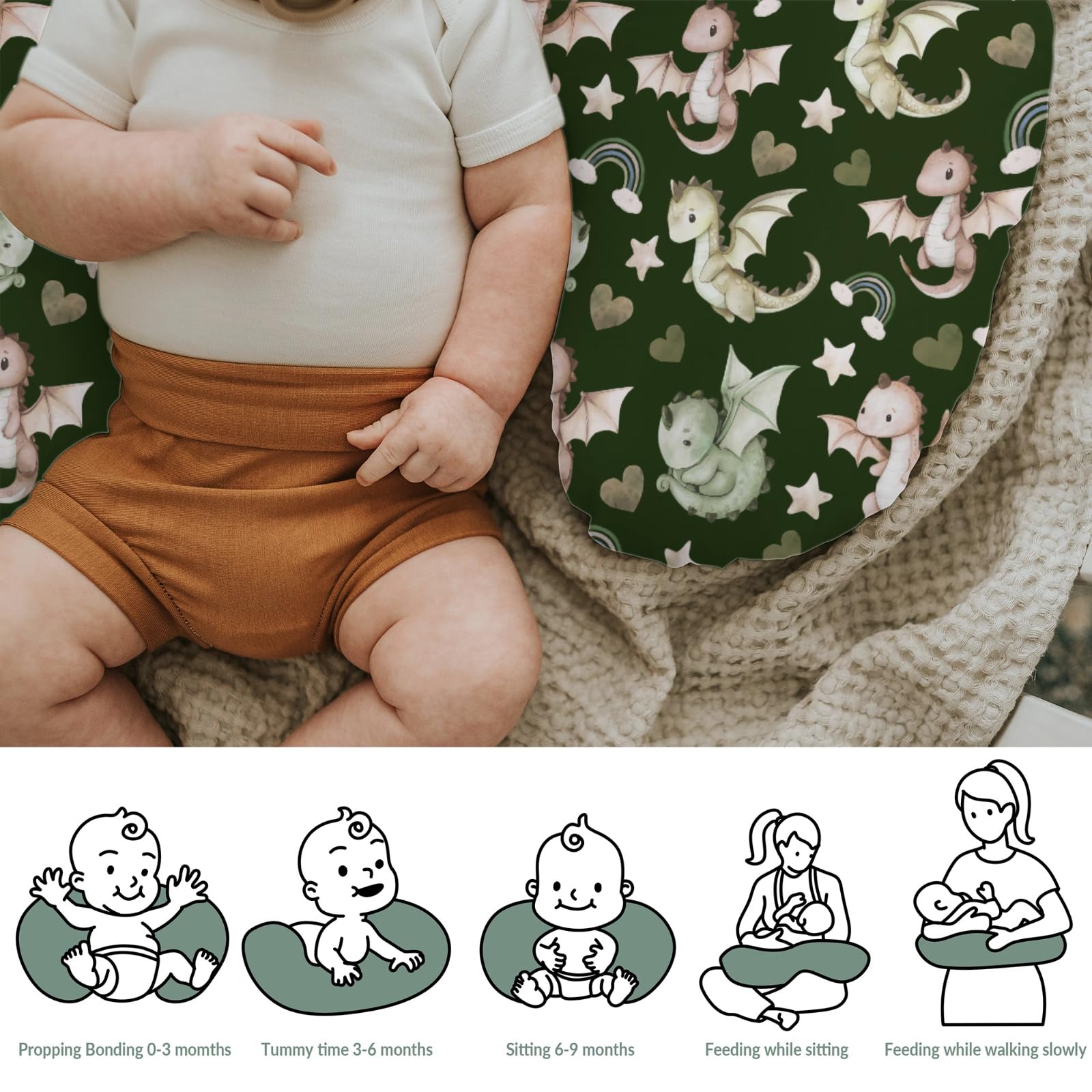 ZoUbqchY Dragon Love Stars nursery theme suitable for both boys and girls.