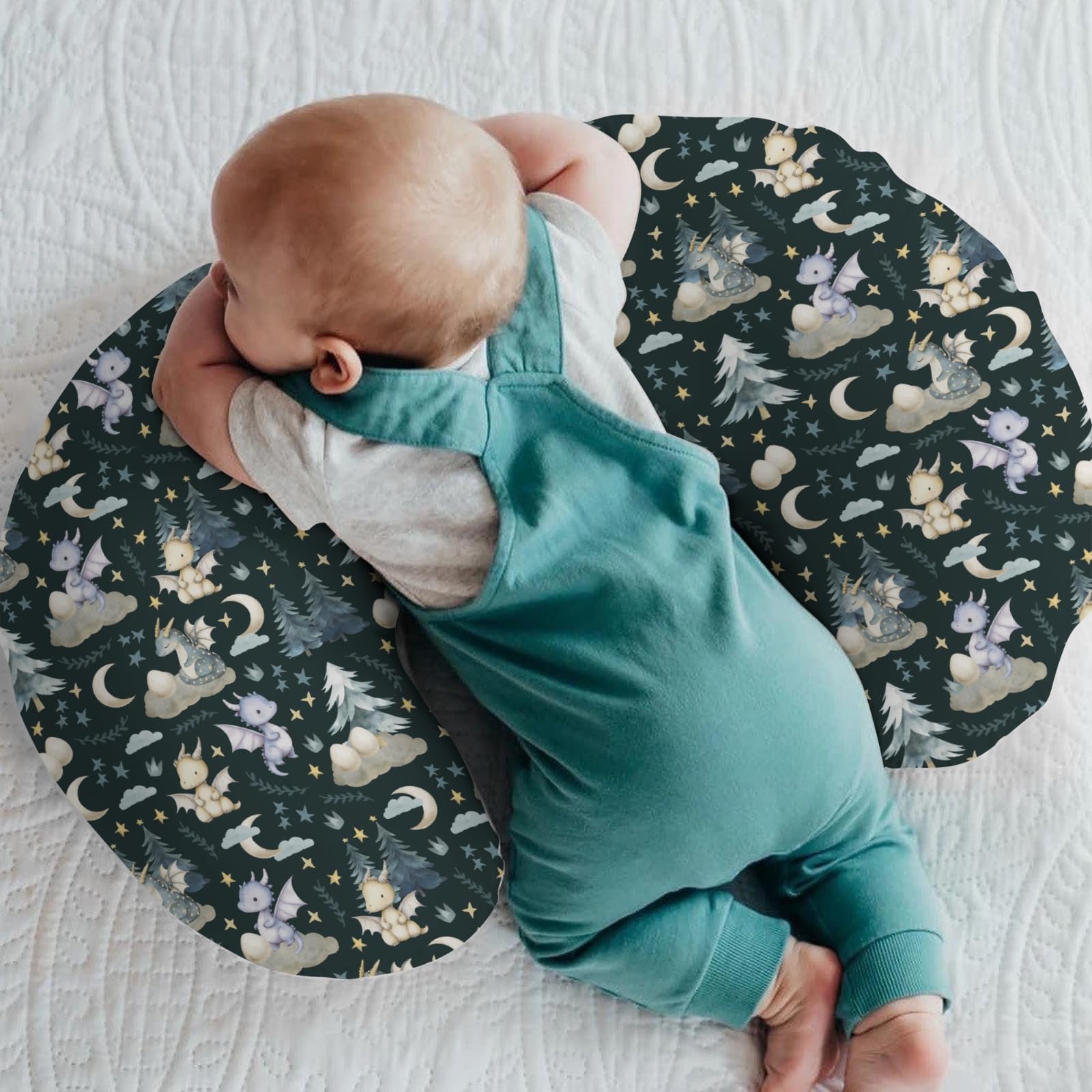 ZoUbqchY dragon-moon-stars print cover protects pillow while adding whimsical nursery charm.