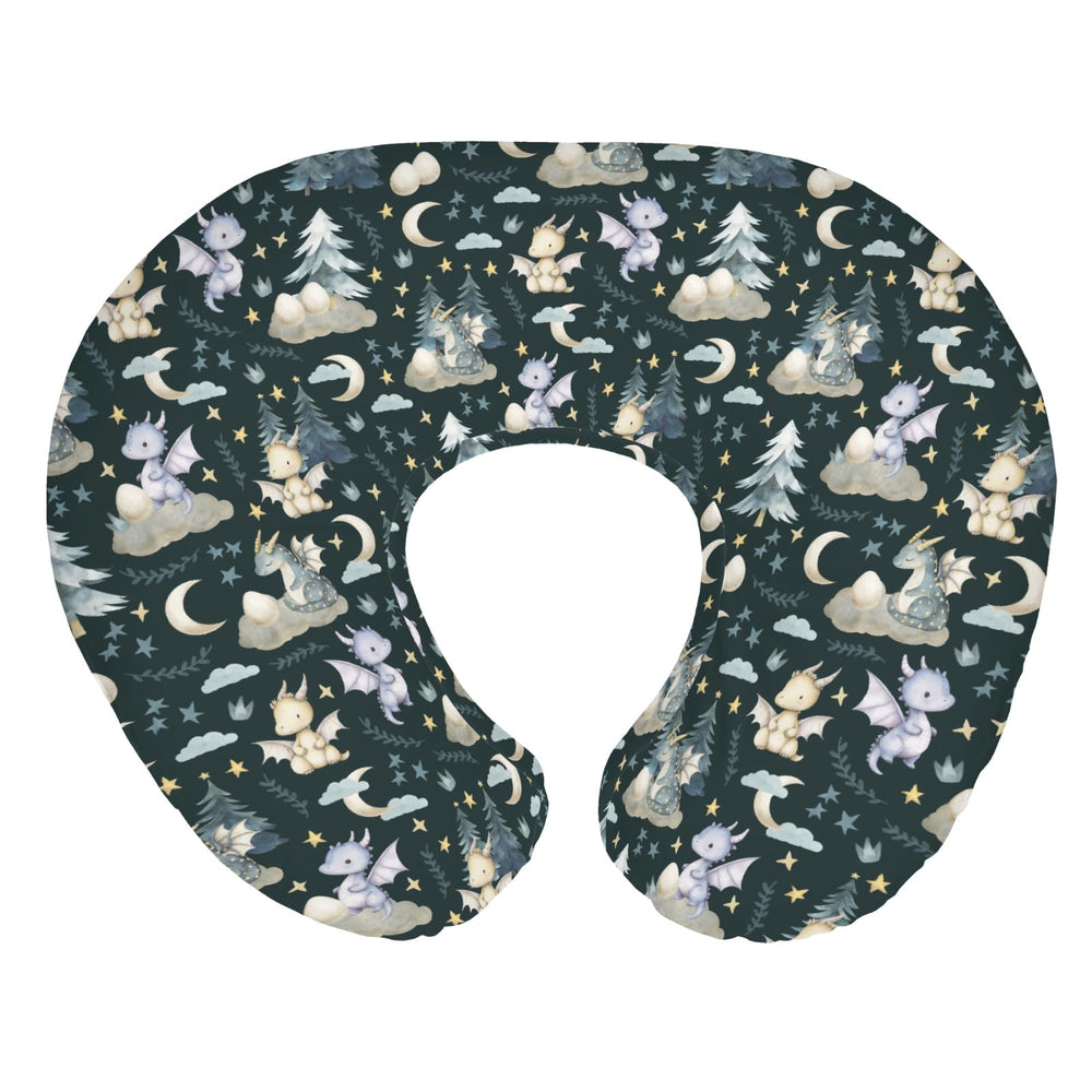ZoUbqchY Fairytale Dragons nursing pillow cover with dragon moon stars print for cozy feeding sessions.