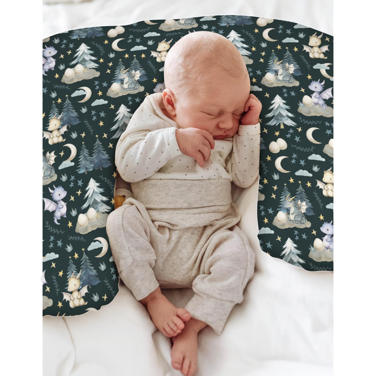 ZoUbqchY Fairytale Dragons nursing pillow cover with soft-polyester fabric, easy to clean.