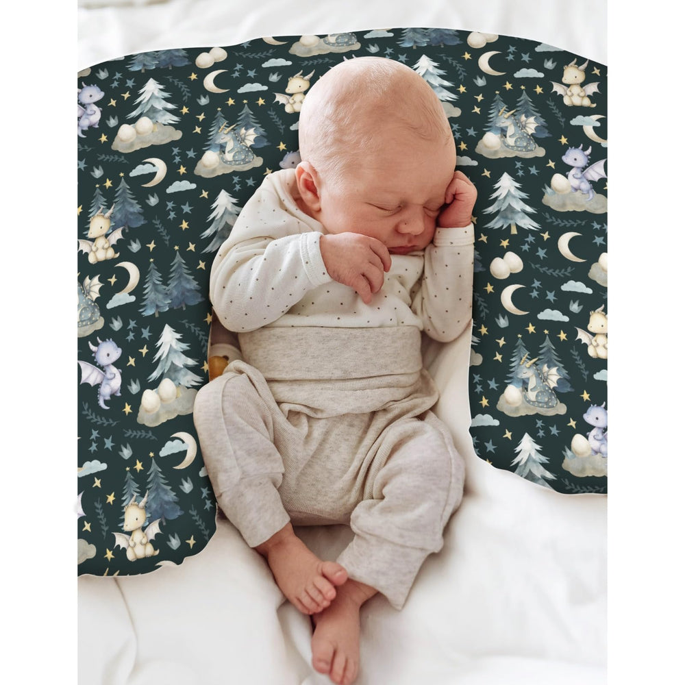 ZoUbqchY Fairytale Dragons nursing pillow cover with soft-polyester fabric, easy to clean.