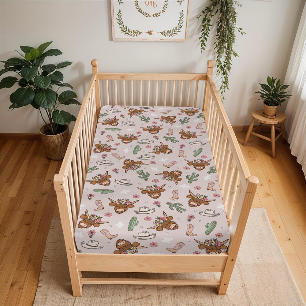 ZoUbqchY Highland Cows Cactus Baby Sheet toddler mattress compatibility