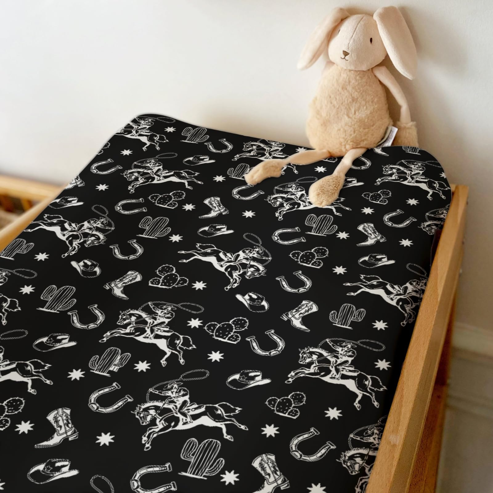 ZoUbqchY horse and cactus desert pattern changing pad cover suits playful, cozy nurseries with soft diaper-change comfort.