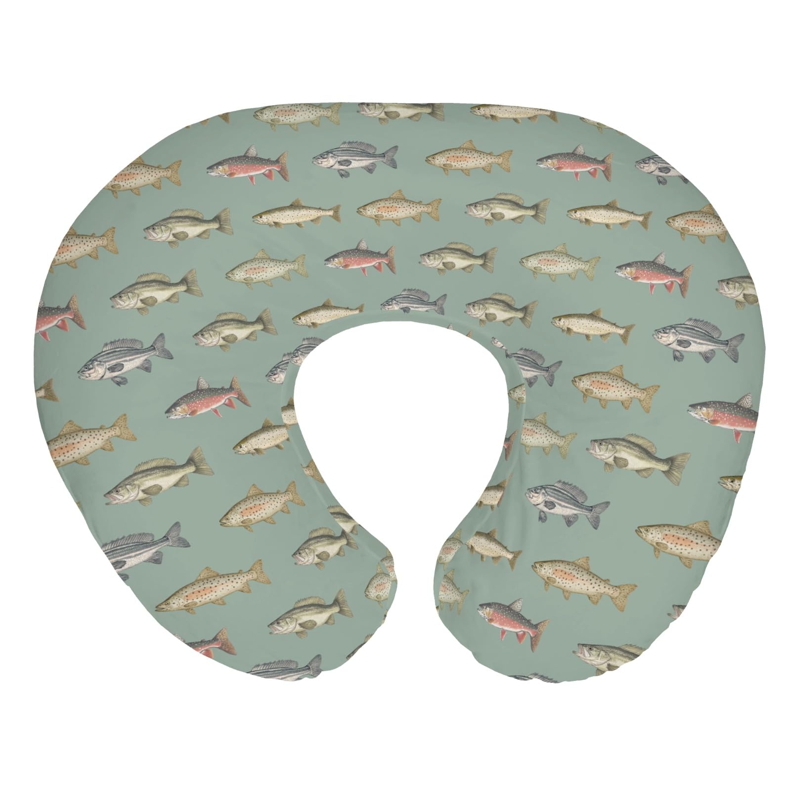 ZoUbqchY lake fishing pattern nursing pillow cover enhances nursery style and easy cleaning
