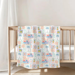 ZoUbqchY palm tree patchwork blanket for stroller outings.