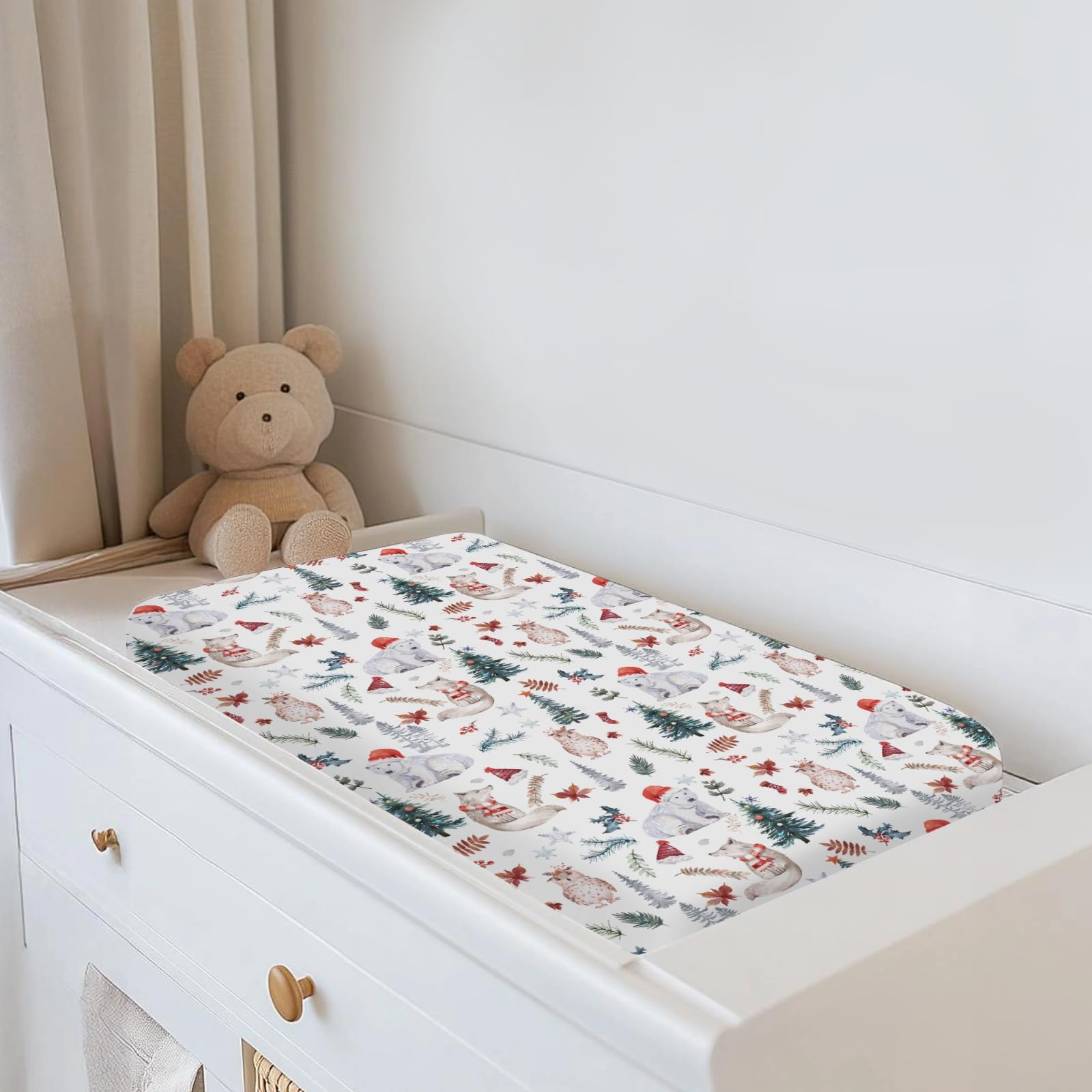 zooubqchy changing pad cover with pocket and elastic band, secure fit for 32x16 pads.