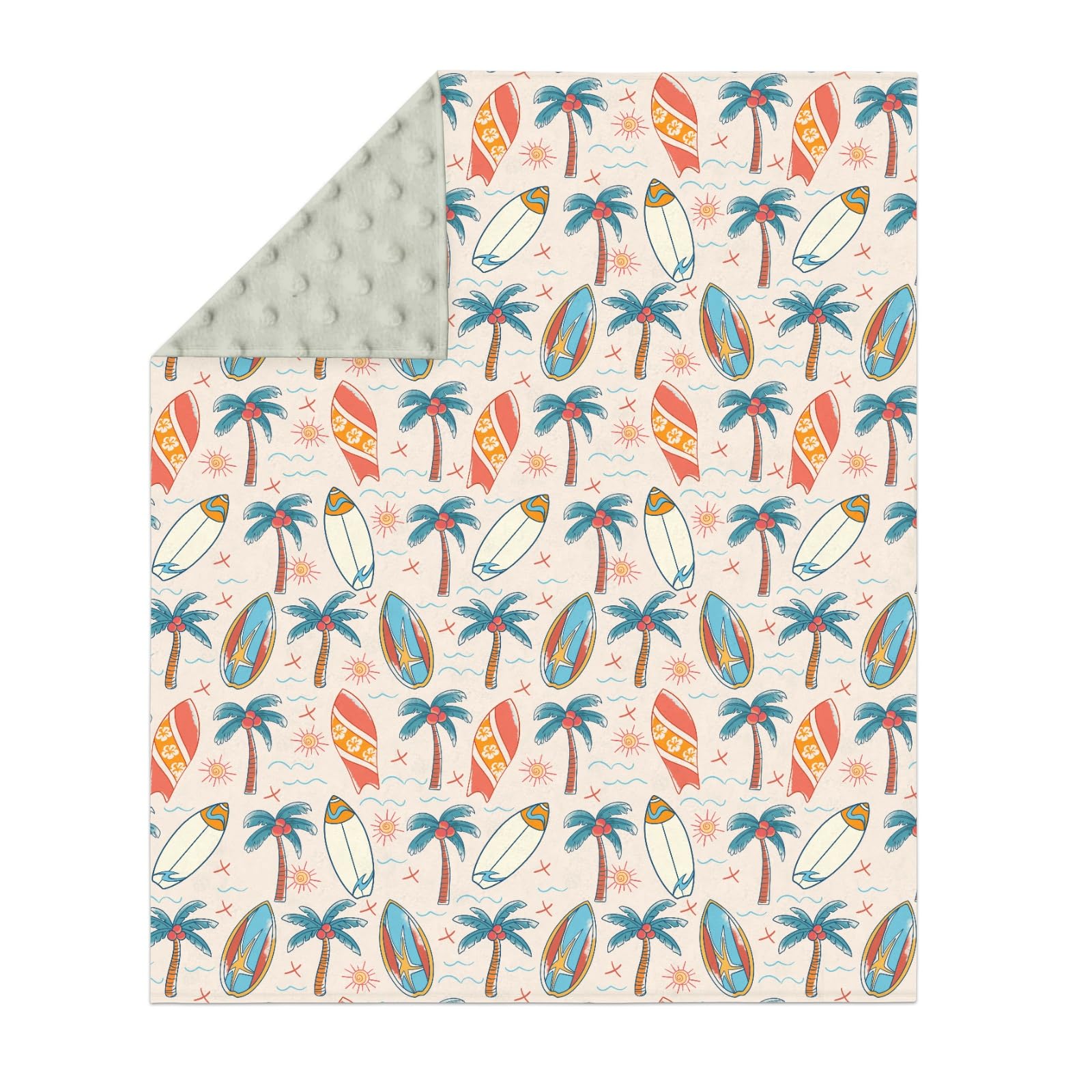 ZoUbqchY Retro Boho Surfing Baby Blanket back dot pattern for breathable comfort