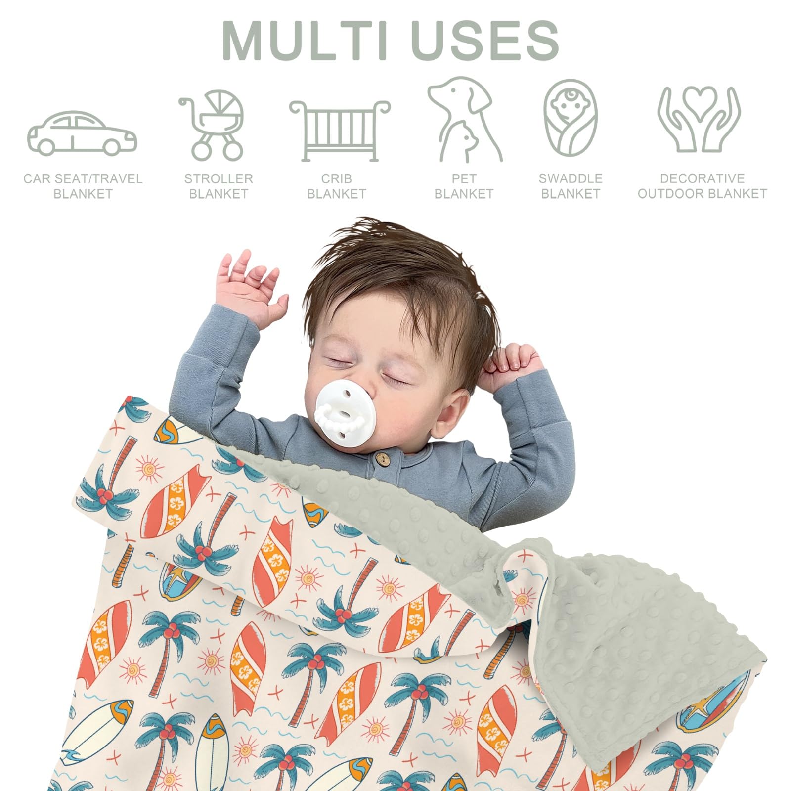 ZoUbqchY blanket close-up shows plush textures and dotted backing