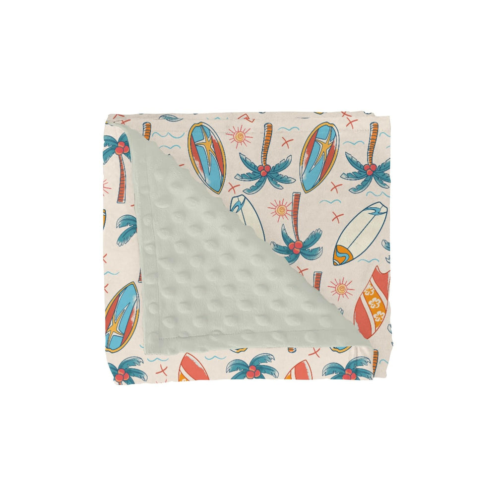 ZoUbqchY Retro Boho Surfing Baby Blanket front view with soft double-layer texture